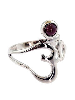 Garnet Om Sterling Silver Ring Size 8