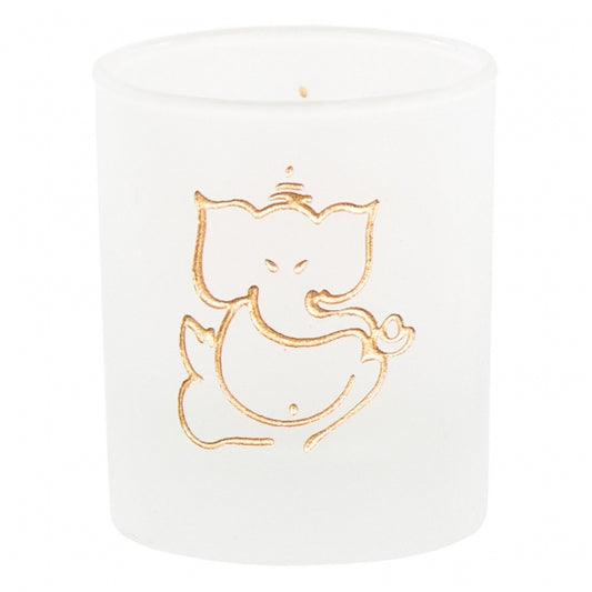 Ganesh Frosted Glass Votive Candle Holder