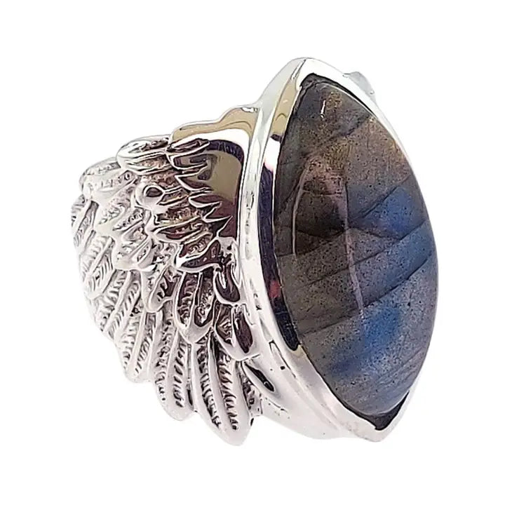 Labradorite Mystical Wings Sterling Silver Ring Size 10