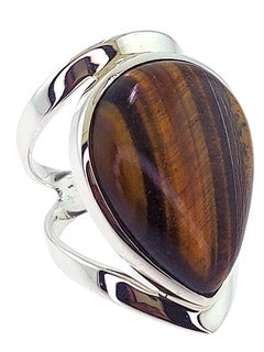 Tiger Eye Wisdom Of Tears Sterling Silver Ring Size 9
