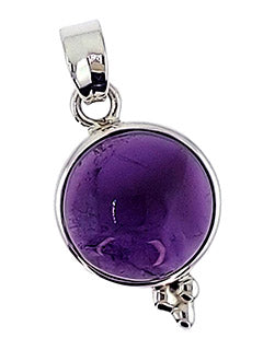 Amethyst Round Sterling Silver Pendant ( Lodestone Style)