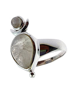 Rainbow Moonstone Goddess Chalice Sterling Silver Ring Size 8