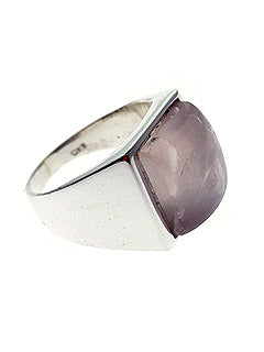 Rose Quartz Signet Mens Sterling Silver Ring Size 9