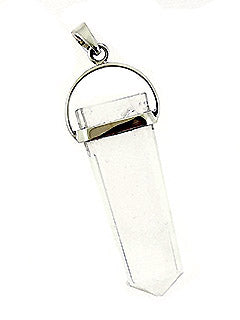 Clear Quartz Flat Point Sterling Silver Pendant