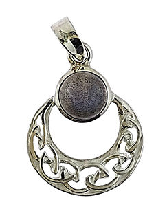 Labradorite Celtic Moon Sterling Silver Pendant