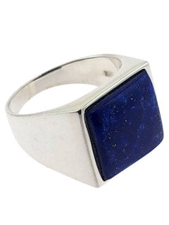 Lapis Lazuli Rectangle Sterling Silver Mens Signet Ring Size 9