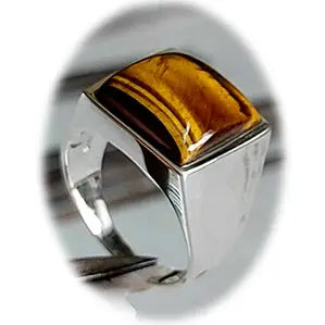 TIger Eye Signet Mens Sterling Silver Ring Size 8