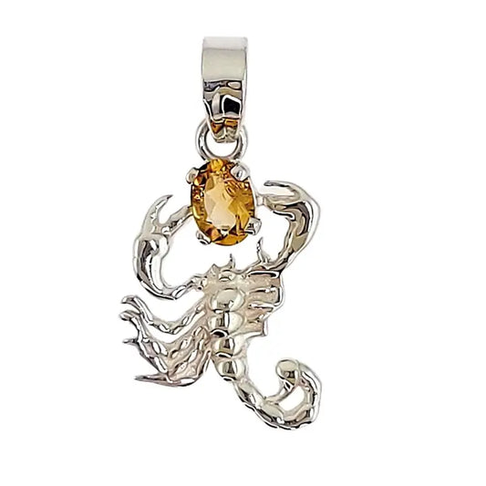 Yellow Topaz Scorpio Zodiac Sterling Silver Pendant