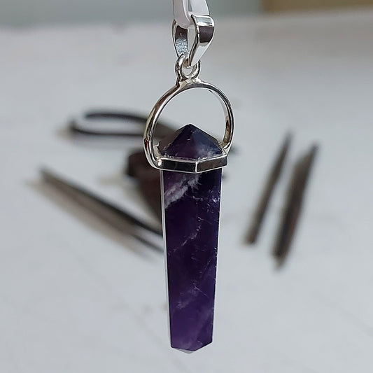 Amethyst Tapered Point Sterling Silver Pendant