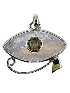 Rainbow Moonstone With Accent Labradorite Eye Of Horus Sterling Silver Pendant