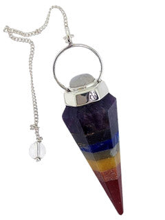 7 Chakra With Moon Sterling Silver Pendulum