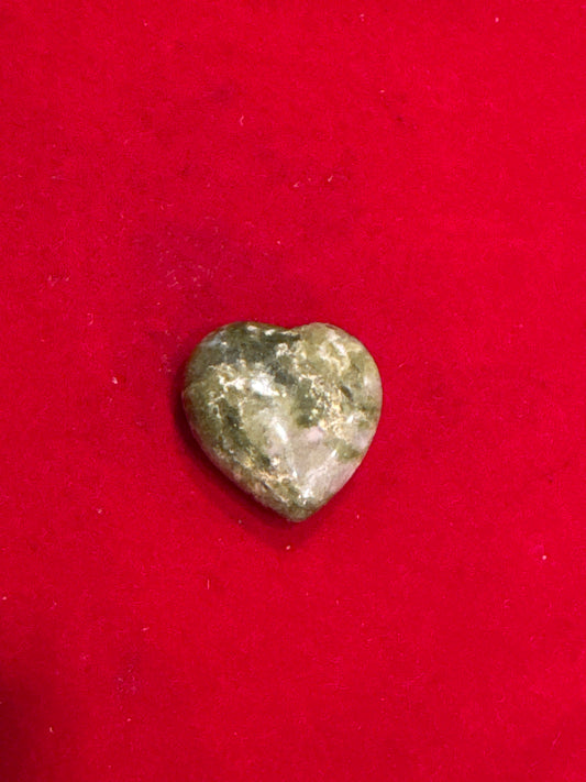 Unakite Heart Shaped 25mm Crystal