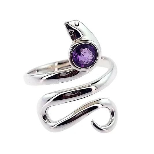 Amethyst Kundalini Serpent Sterling Silver Ring Size 10
