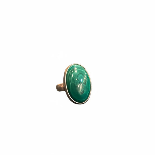 Malachite Oval Cab Sterling Silver Ring Size 8