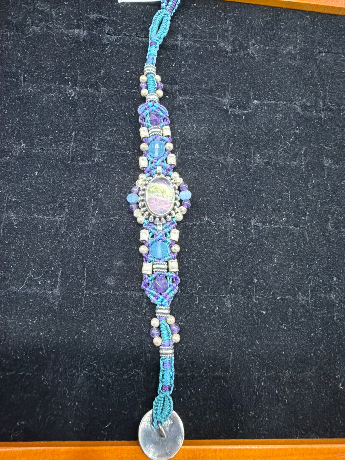 Multi Colour Fluorite Tribal Bracelet  .925 Silver Indonesian Handmade