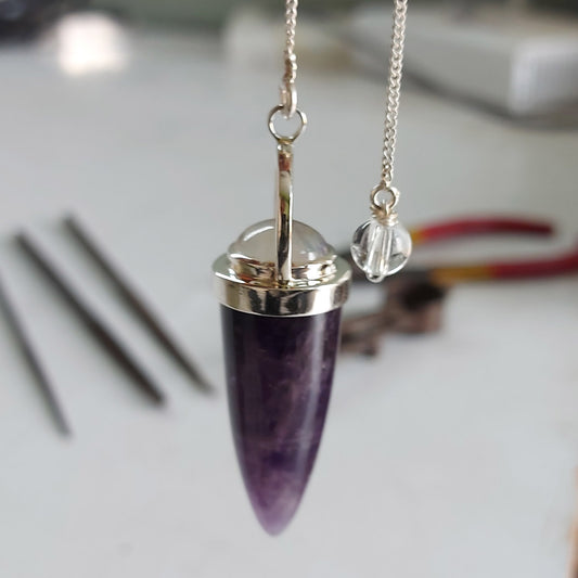 Amethyst Moonstone Earth Power Sterling Silver Pendulum
