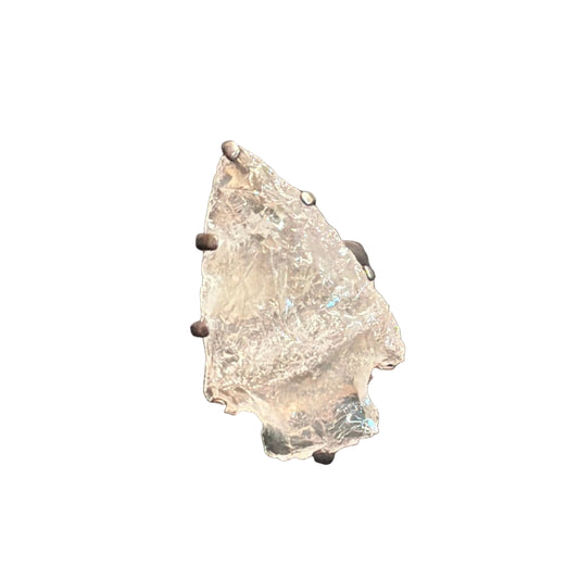 Quartz Arrowhead Raw Claw Set Sterling Silver Ring Size 7