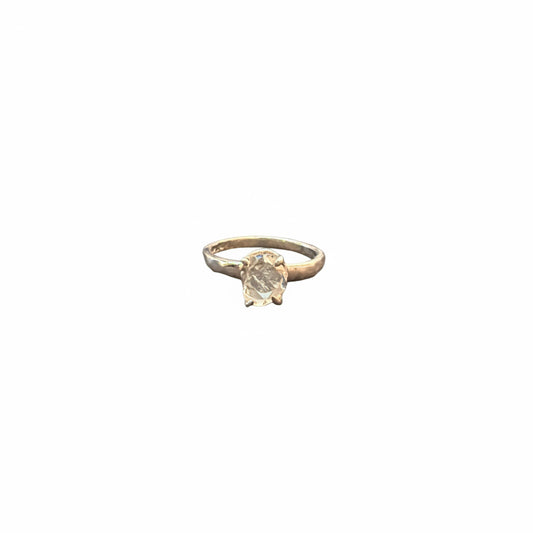 Herkimer Diamond Natural Claw Set Sterling Silver Ring Size 9