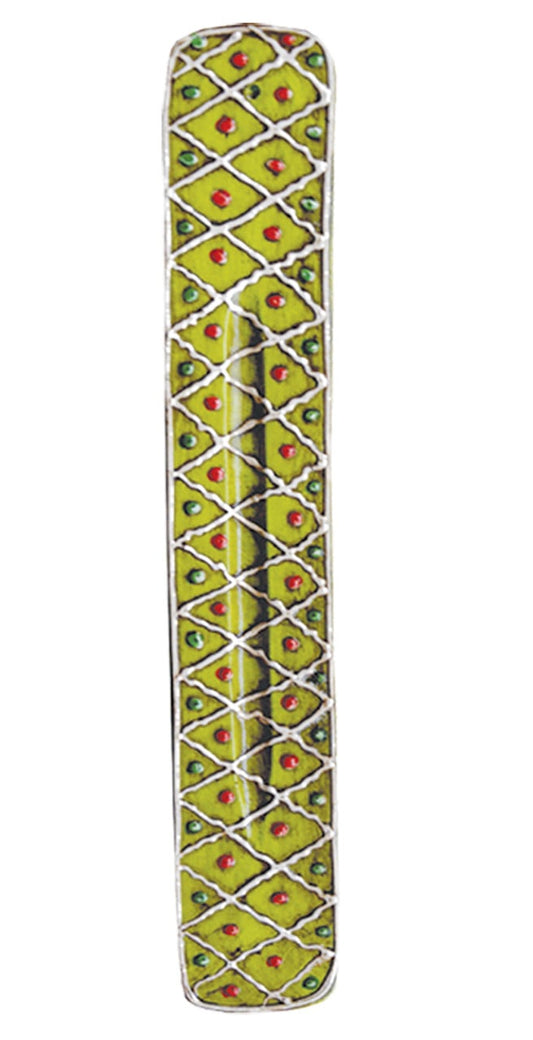 11″ Green Patterned Mango Wood Incense Ash Catcher