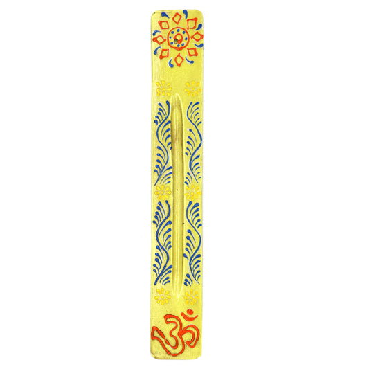 11″ Yellow Hand-Painted Wooden Incense Ash Catchers