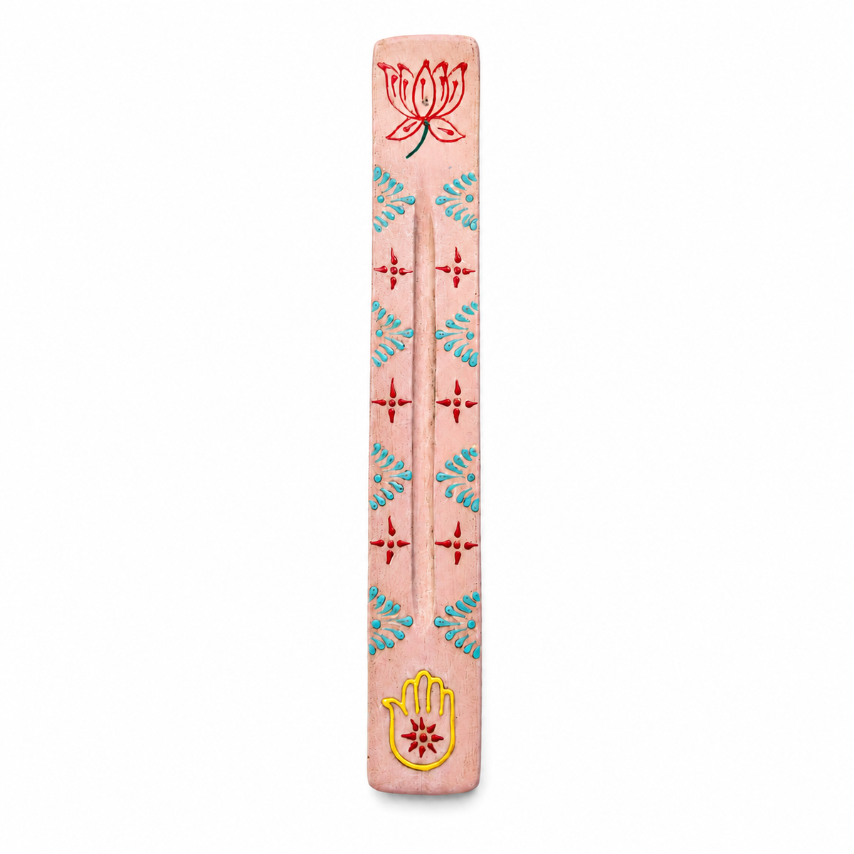 11″ Lavender Patterned Mango Wood Incense Ash Catcher