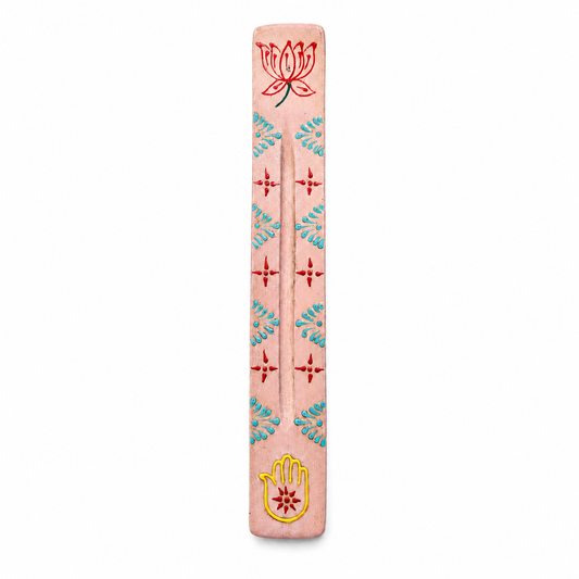 11″ Lavender Patterned Mango Wood Incense Ash Catcher