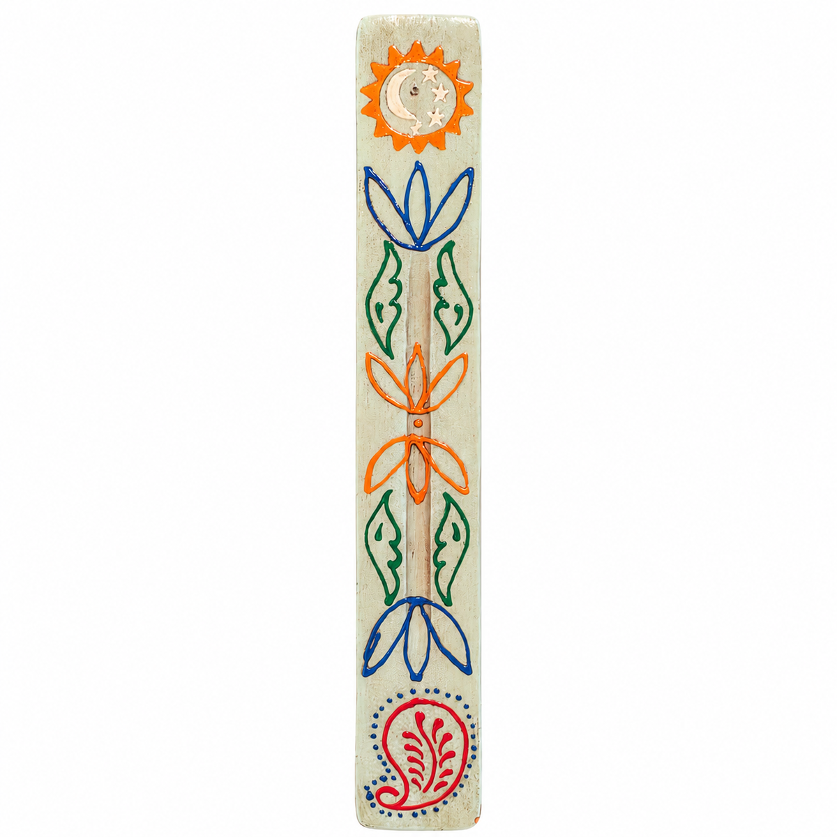 11″ Aqua Patterned Mango Wood Incense Ash Catcher