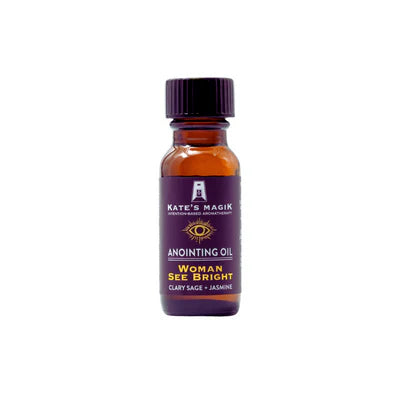 Kate’s Magik Woman See Bright Anointing Oil – empowering blend to enhance insight, clarity, and feminine radiance.
