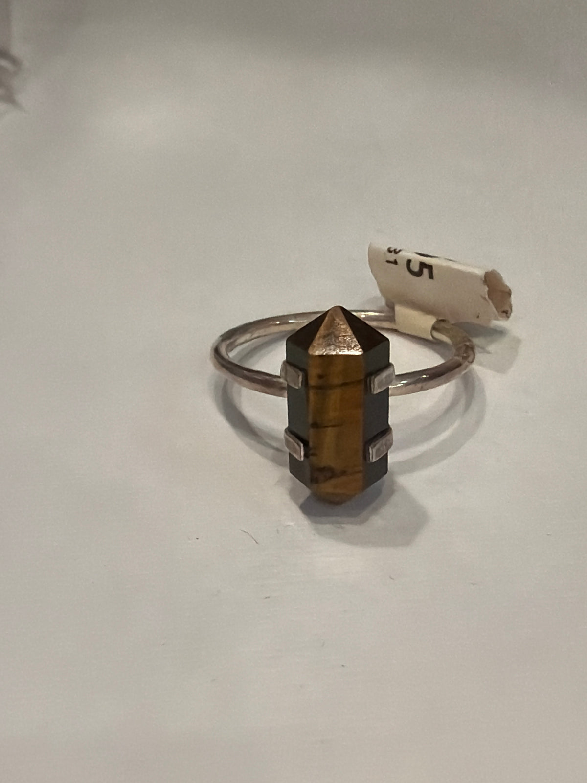 Tiger's Eye Double Terminated Point .925 Sterling Silver Ring