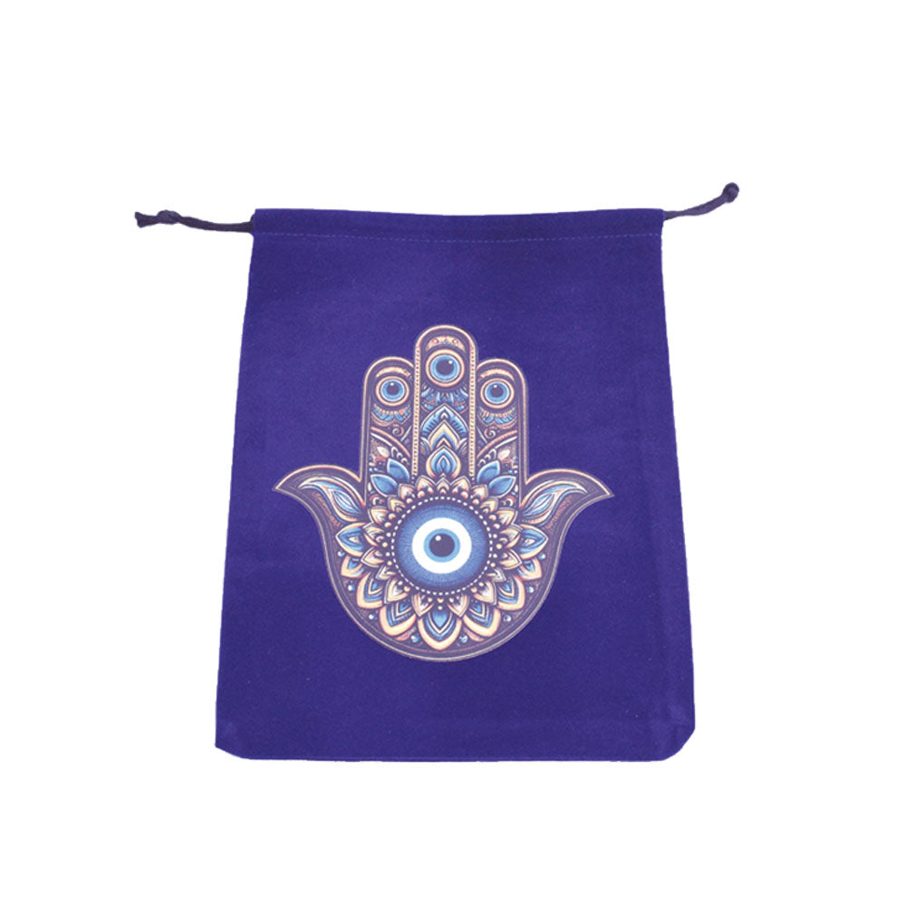 Hamsa Sacred Palm Velvet Tarot Card Drawstring Bag 6"X8"