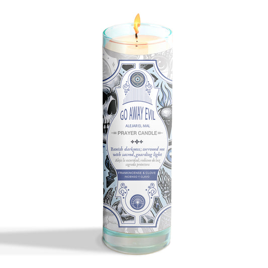 Go Away Evil Glass Jar Candle 9.5oz 8x2"