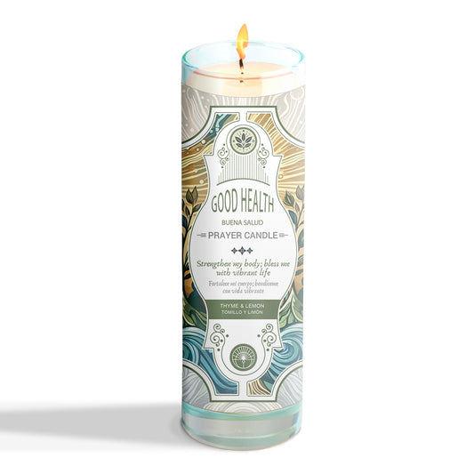 Good Health Prayer Glass Jar Candle 9.5oz 8x2"
