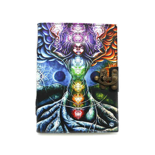 7 CHAKRAS TREE EMBOSSED BLANK LEATHER JOURNAL