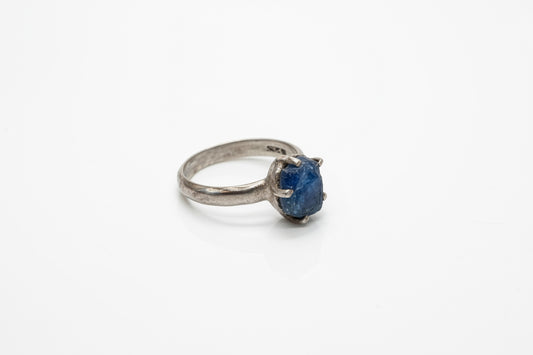 Blue Sapphire Natural (Record Keeper) Claw Set .925 Sterling Silver Ring Size 7