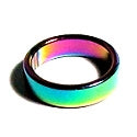 Rainbow Hematite 6mm Flat Band Ring Size 8