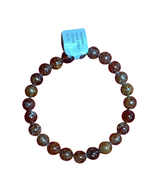 Hessonite Garnet 8MM Beaded Bracelet