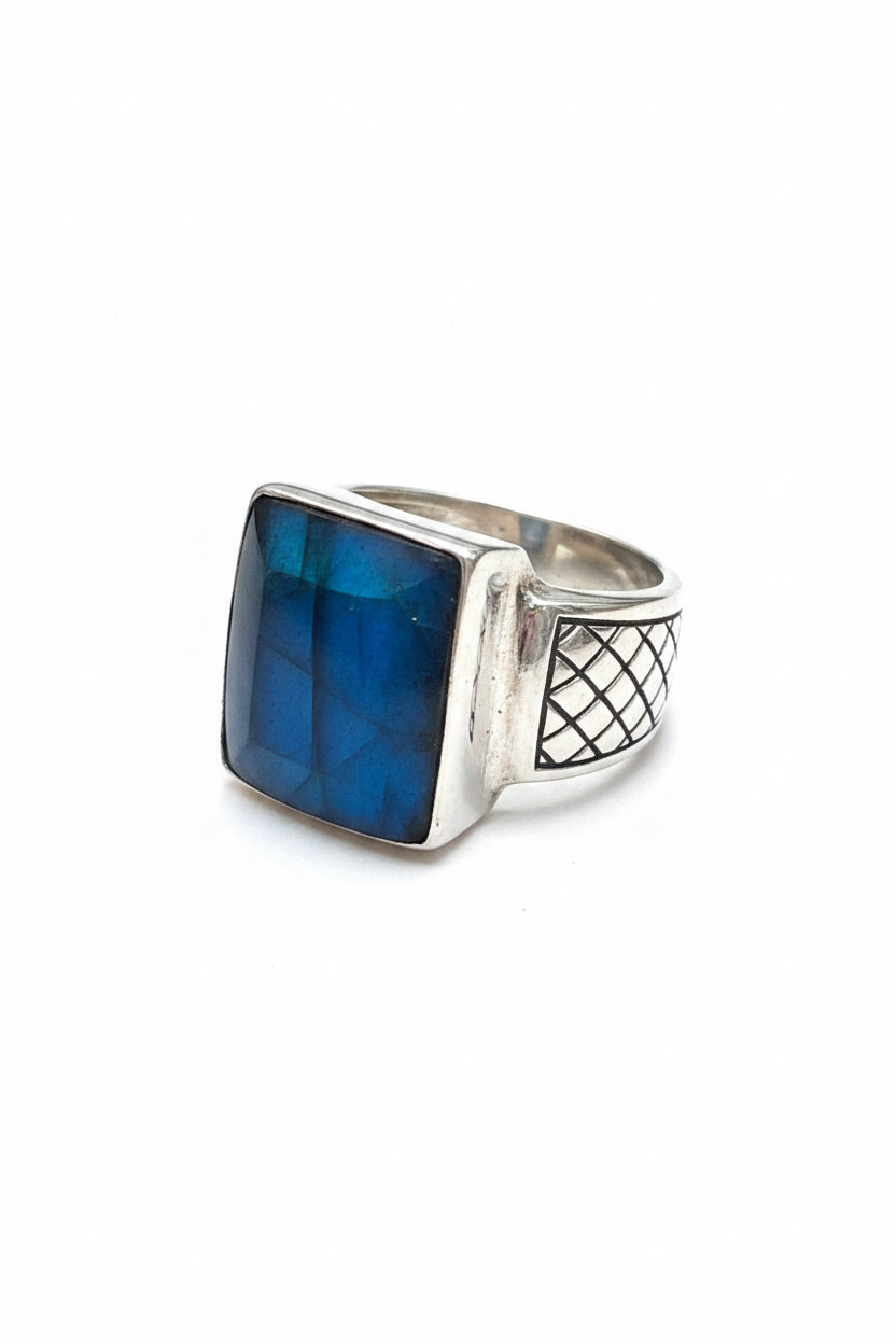 Peruvian Blue Opal .925 Silver Ring
