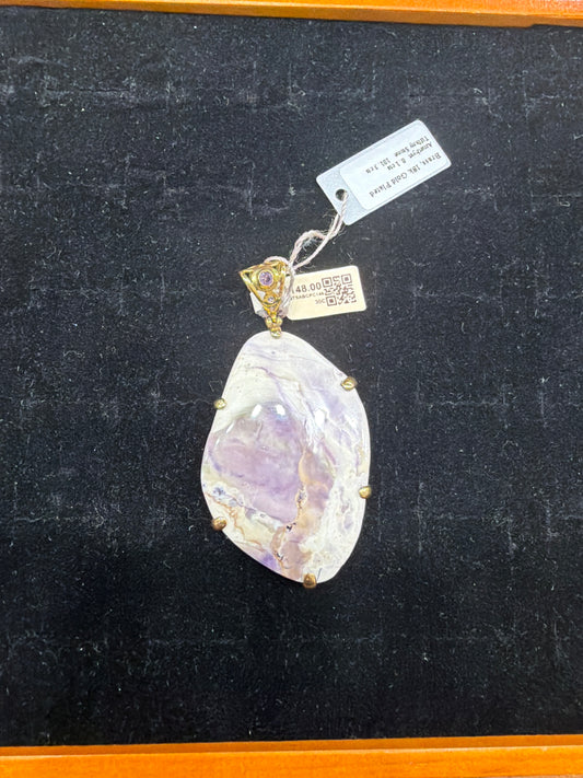 Tiffany Stone Amethyst Brass 18k Gold Plated Pendant