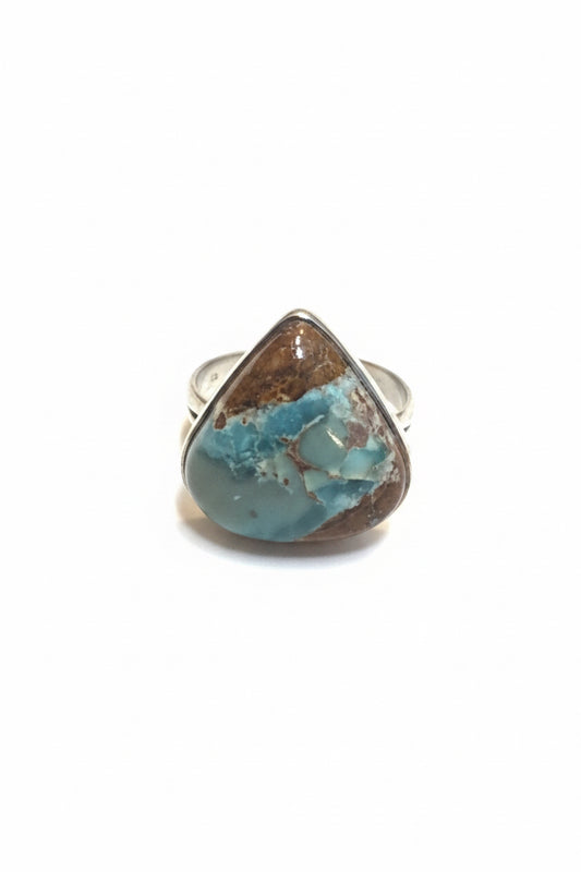 Chrysoprase Polished Drop .925 Sterling Silver Ring Size 9