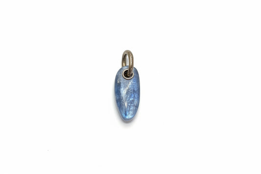 Blue Kyanite Polsihed Drop Drilled Bail Sterling Silver Pendant