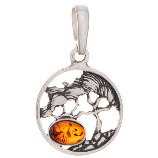Tree Amber .925 Silver Pendant
