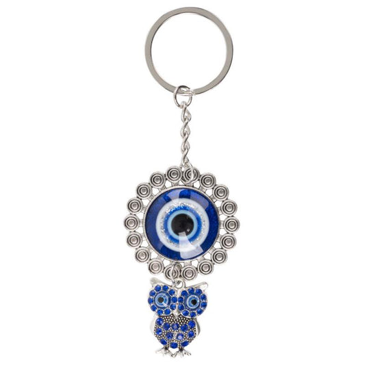 4" Owl & Evil Eye Keychain