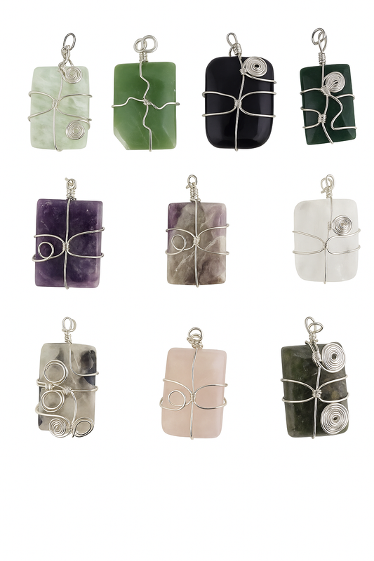 Silver Plated Fancy Wrapped Rectangle Pendant