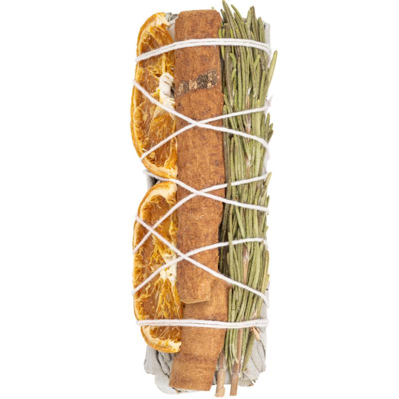 4" White Sage with Cedarwood, Cinnamon & Orange Smudge Stick