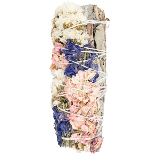 4" Cheerful Sage with Flowers Smudge Stick