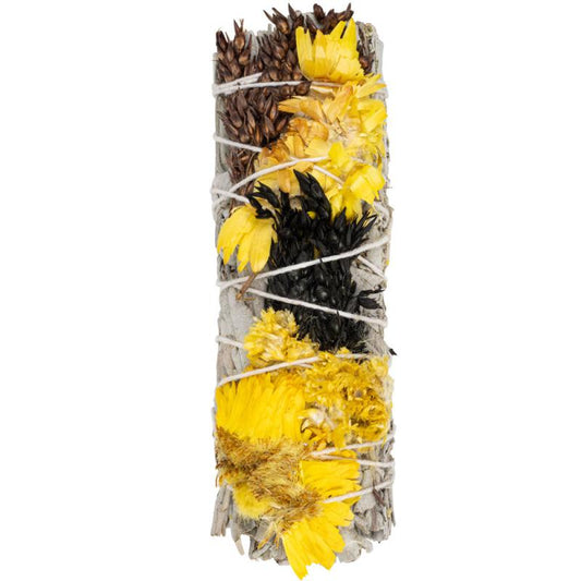 4" Clarity Sage with Mixed Flowers Smudge Stick