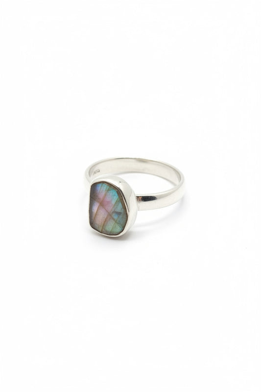 watermelon Tourmaline Slab .925 Sterling Silver Ring Size 6