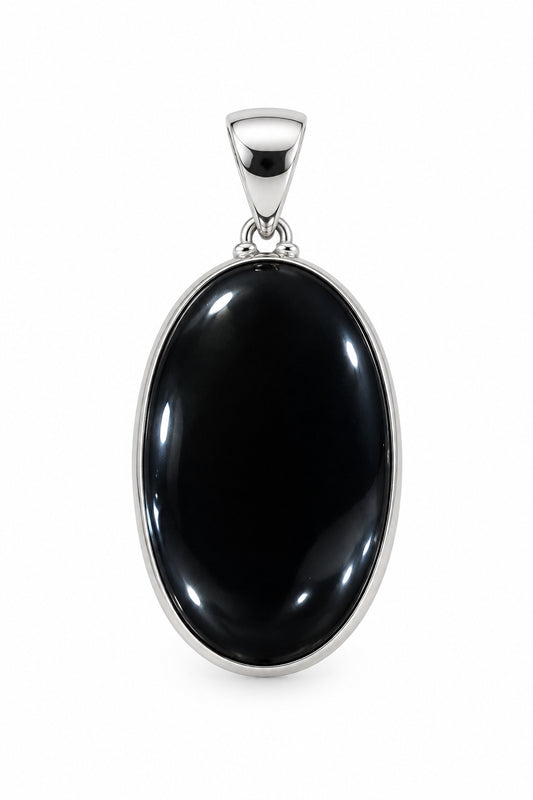 Gold Shine Moonstone Cab .925 Sterling Silver Pendant
