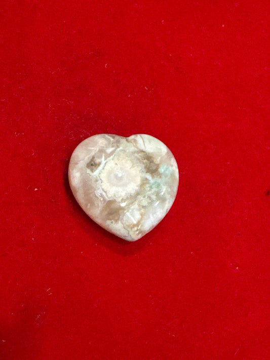 Cheery Blossom Flower Agate Heart Shaped 30mm Crystal
