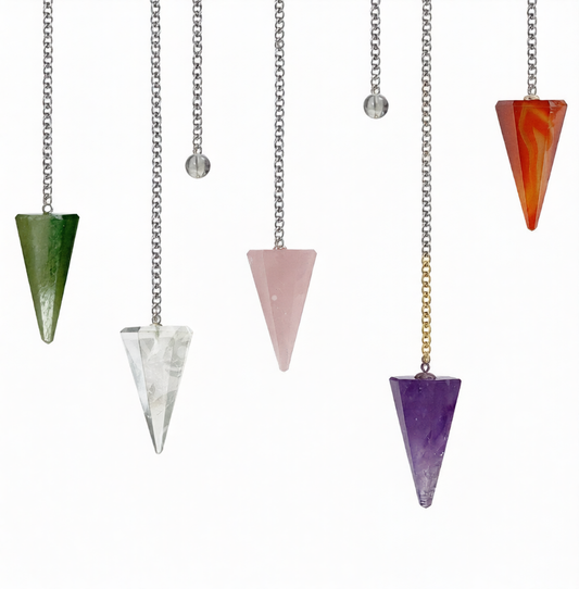 HEXAGONAL GEMSTONE STONES PLAIN CHAIN 9″L - PENDULUM